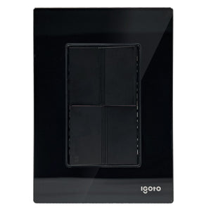 Placa Armada Cristal Con 1 Apagador Sencillo y 1 Apagador Escalera de 1.5 Modulos Negro Igoto IGOTO Ferreabasto