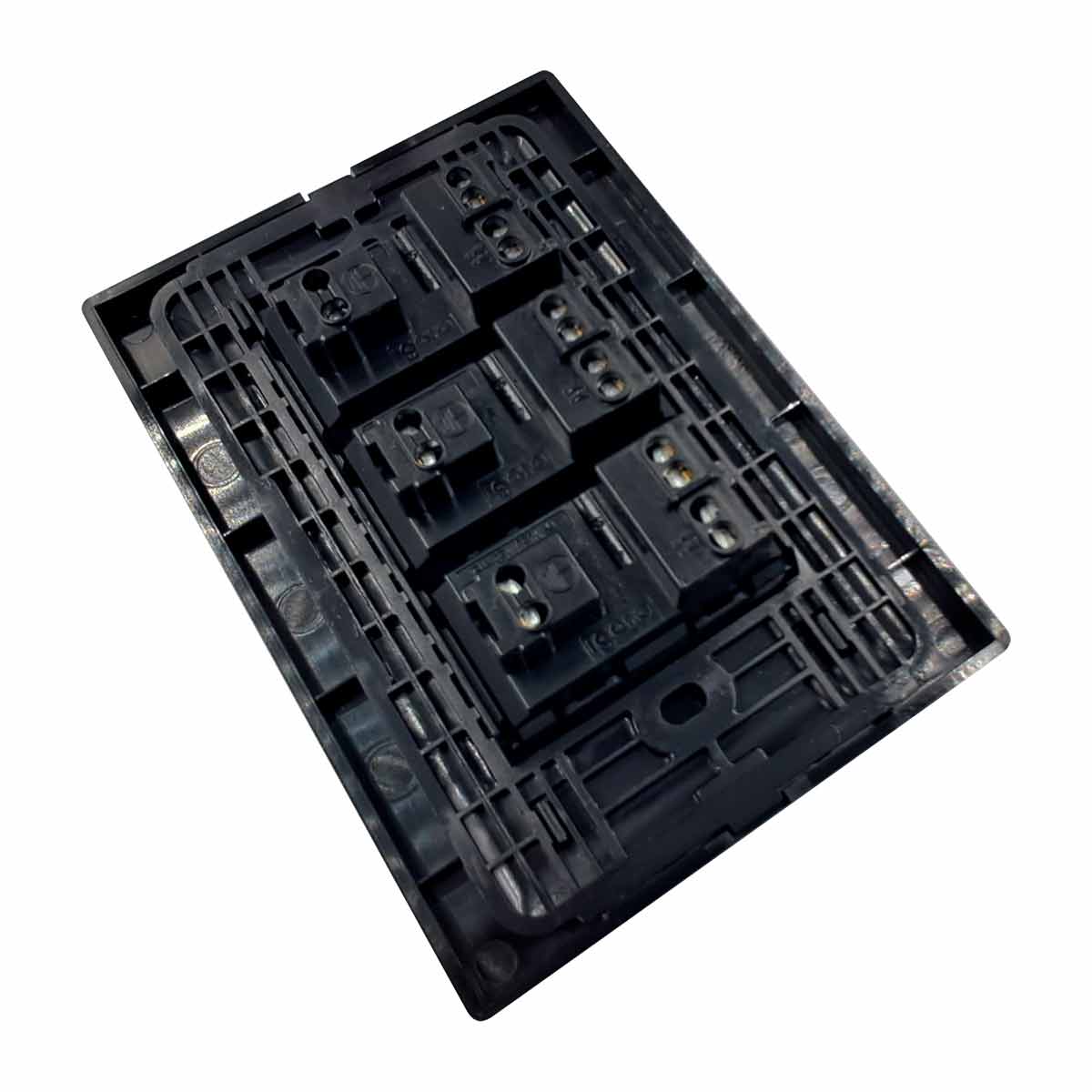 Placa Armada Cristal Con 3 Contactos Sencillos de 1 Modulo Negro Igoto