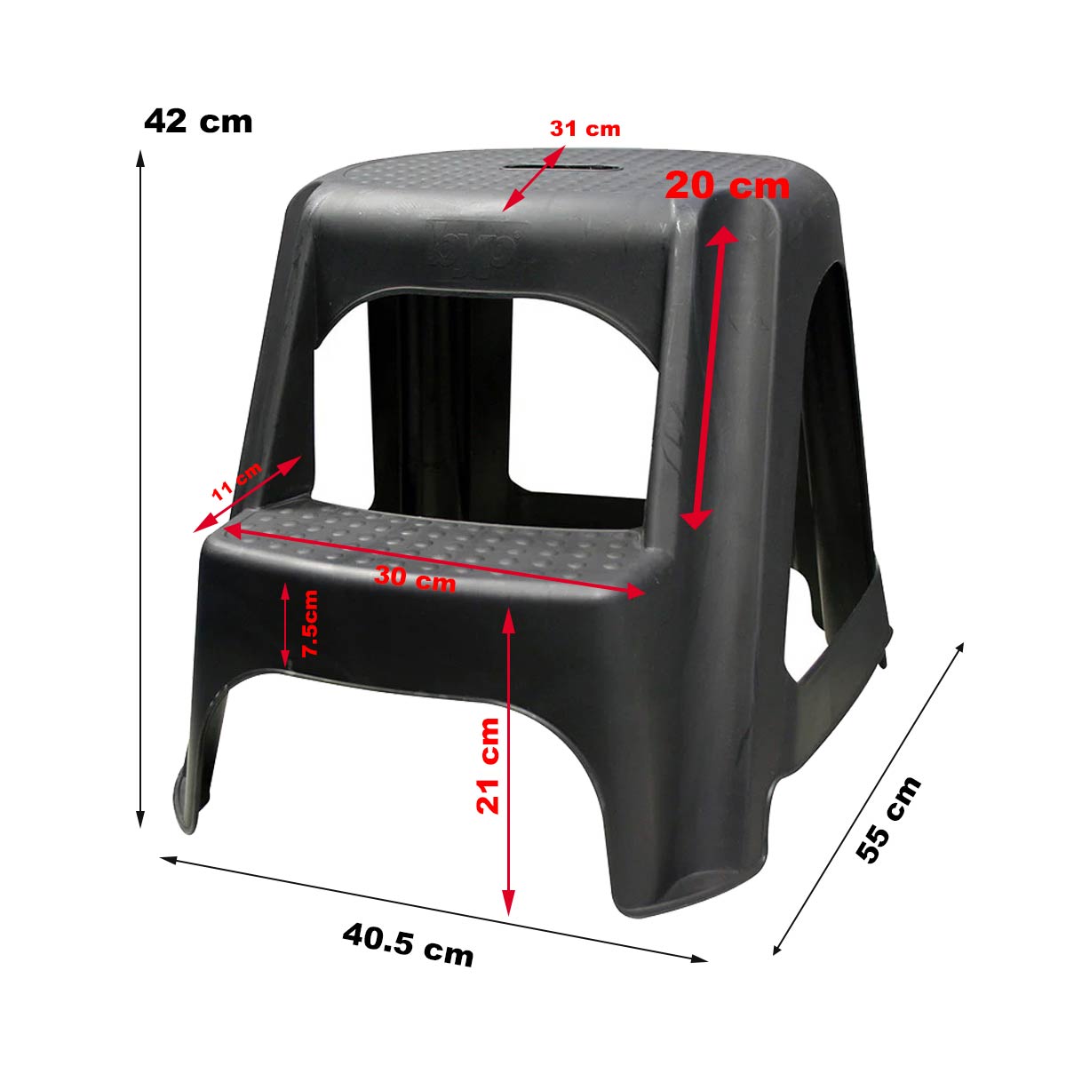 Escalera Taburete Plastico 2 Escalones Antiderrapante Byp