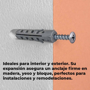 Bolsa Con 50 Pzs Taquete De Plastico Expansivo 3/8 Pulg