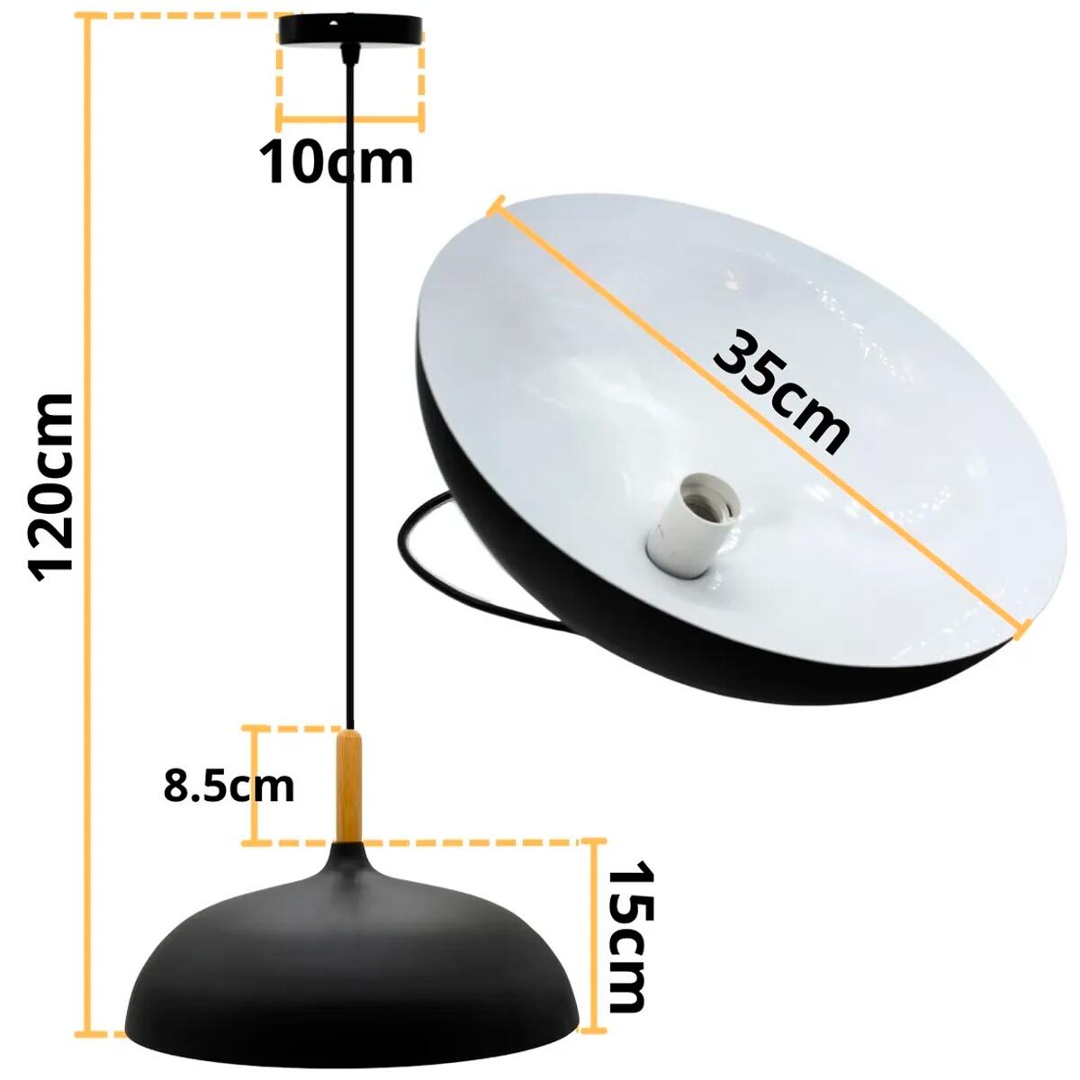 Lampara Luminario Led Colgante Metalico Decorativo E27 1.2M
