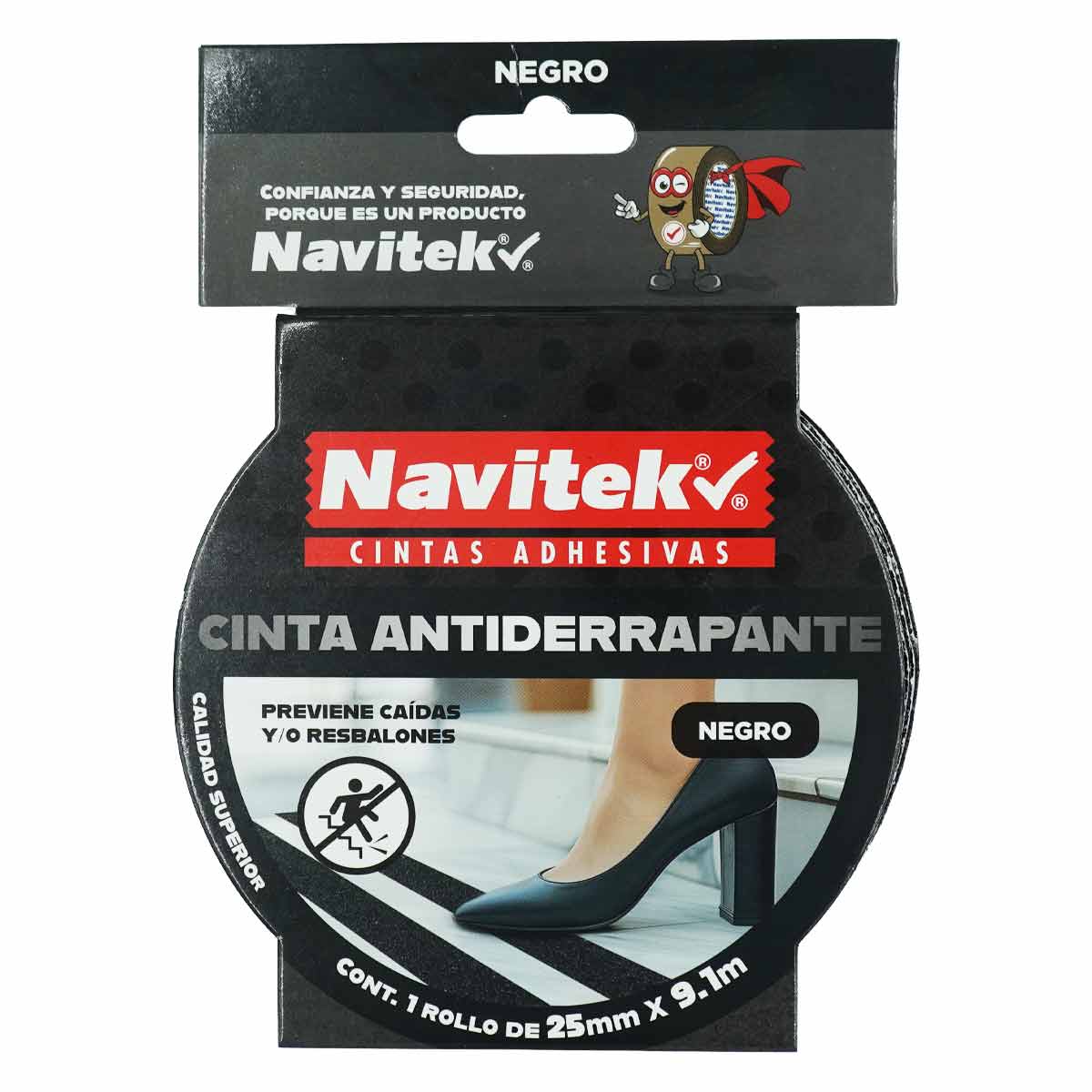 Cinta Antiderrapante Negro 25mm x 9m De Seguridad Escalera Pisos Navitek NAVITEK Ferreabasto