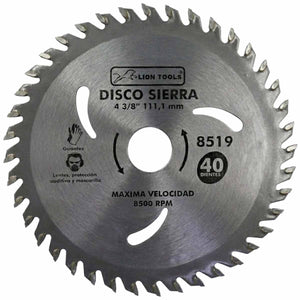 Disco Para Sierra Circular 4 3/8 Pulg 40 Dientes Tungsteno