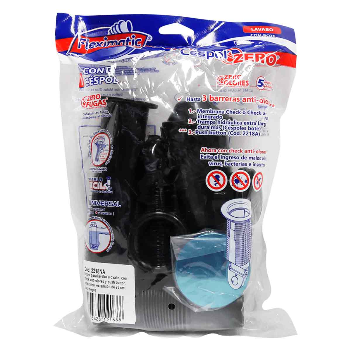 Cespol Para Lavabo Sistema Push Ext Flexible 25cm Antiolores