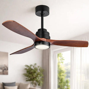 Ventilador De Techo 52 Pulg 35W Con Luz 3 Aspas Madera Igoto