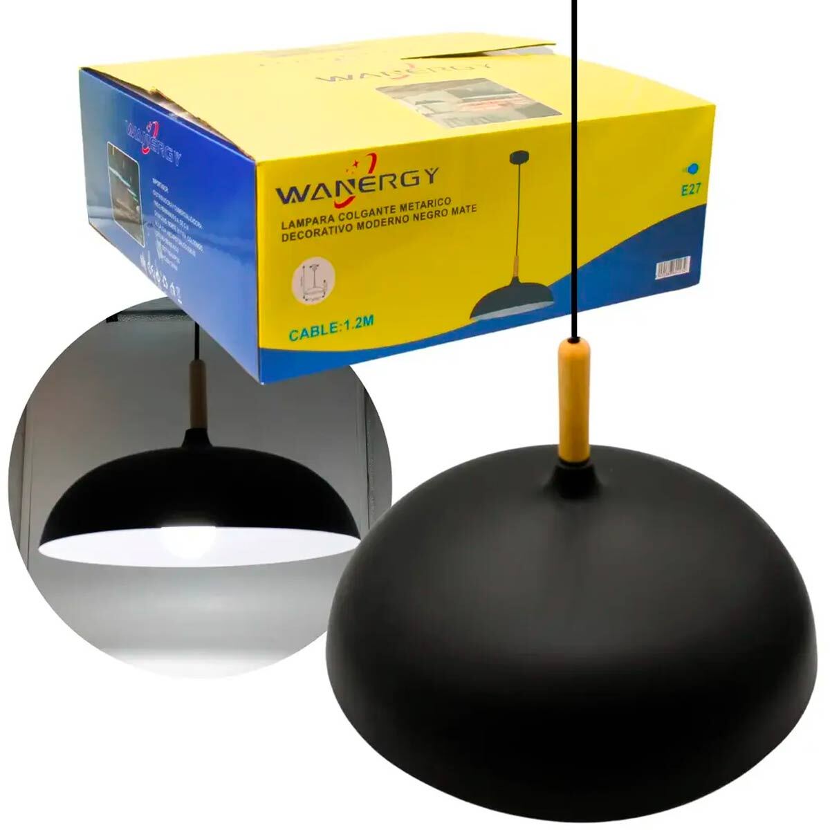 Lampara Luminario Led Colgante Metalico Decorativo E27 1.2M