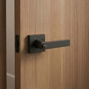 Cerradura Chapa Manija Cuadrada Para Baño C/ Ranura Botón Negro