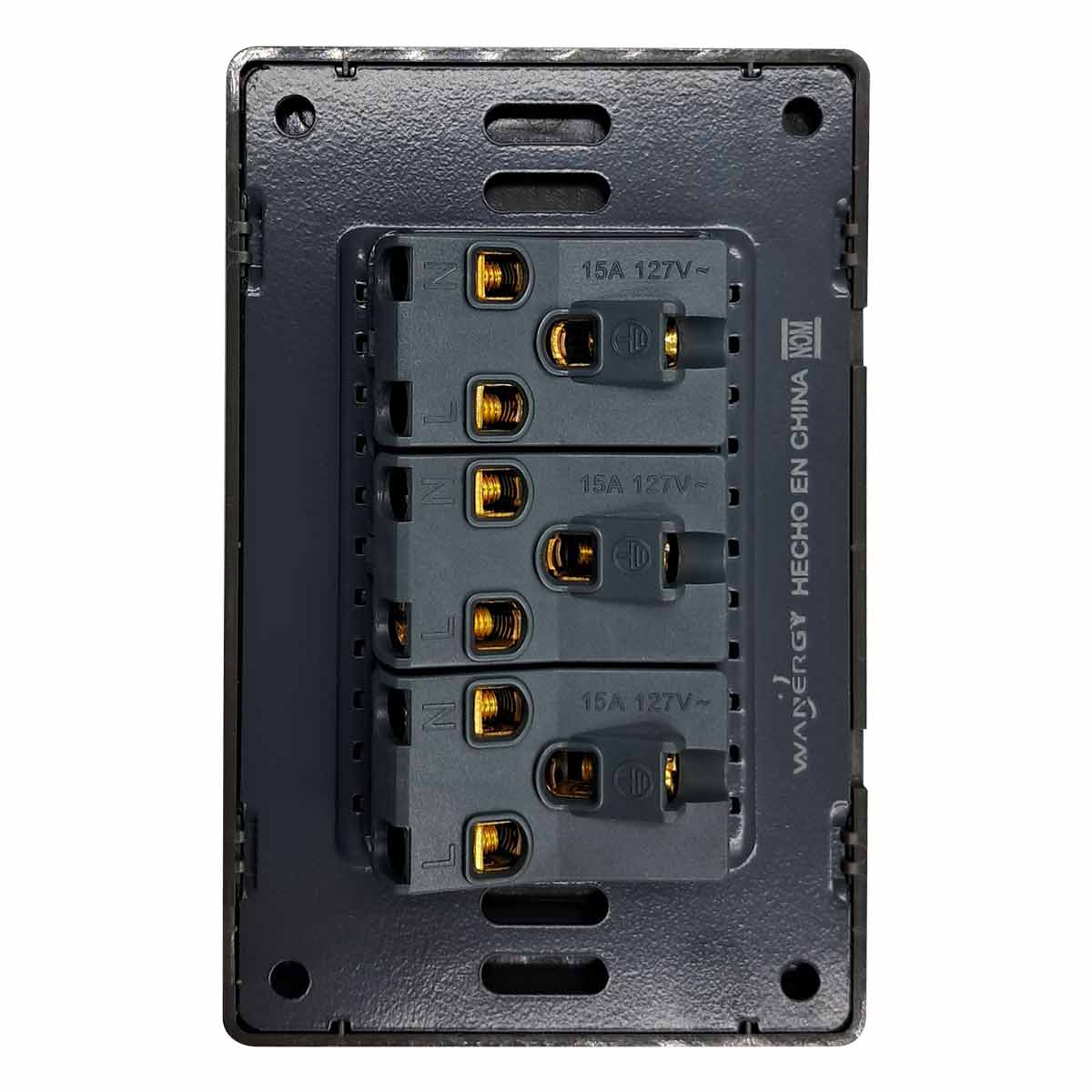 Placa Armada Triple Contacto Acero Inoxidable