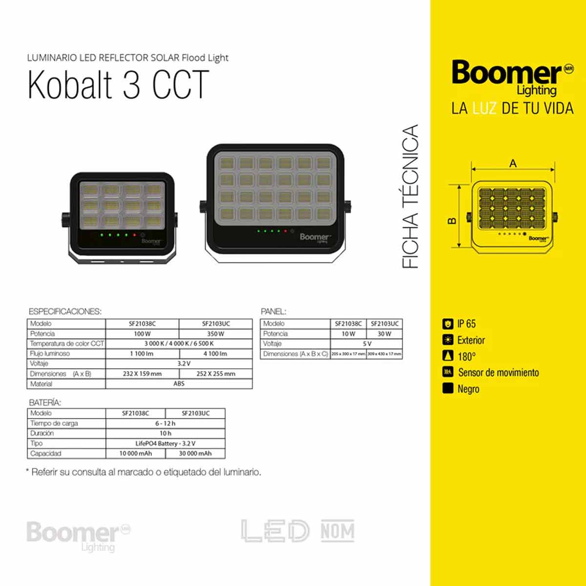Reflector Led Solar Exterior 100W Con Sensor De Movimiento