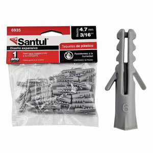 Bolsa Con 50 Pzs Taquete De Plastico Expansivo 3/16 Pulg