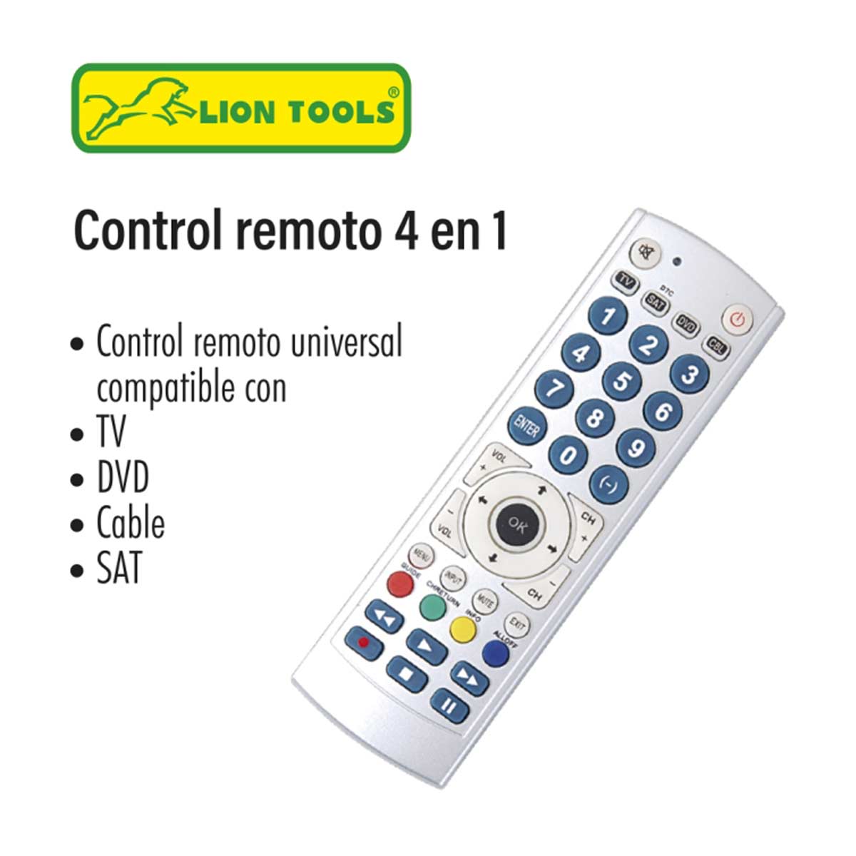 Control Remoto Universal 4 en 1 TV DVD Cable Audio Y Video