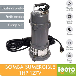 Bomba de Agua Sumergible 1Hp 750W 127V Cobre Igoto IGOTO BOMBAS Ferreabasto