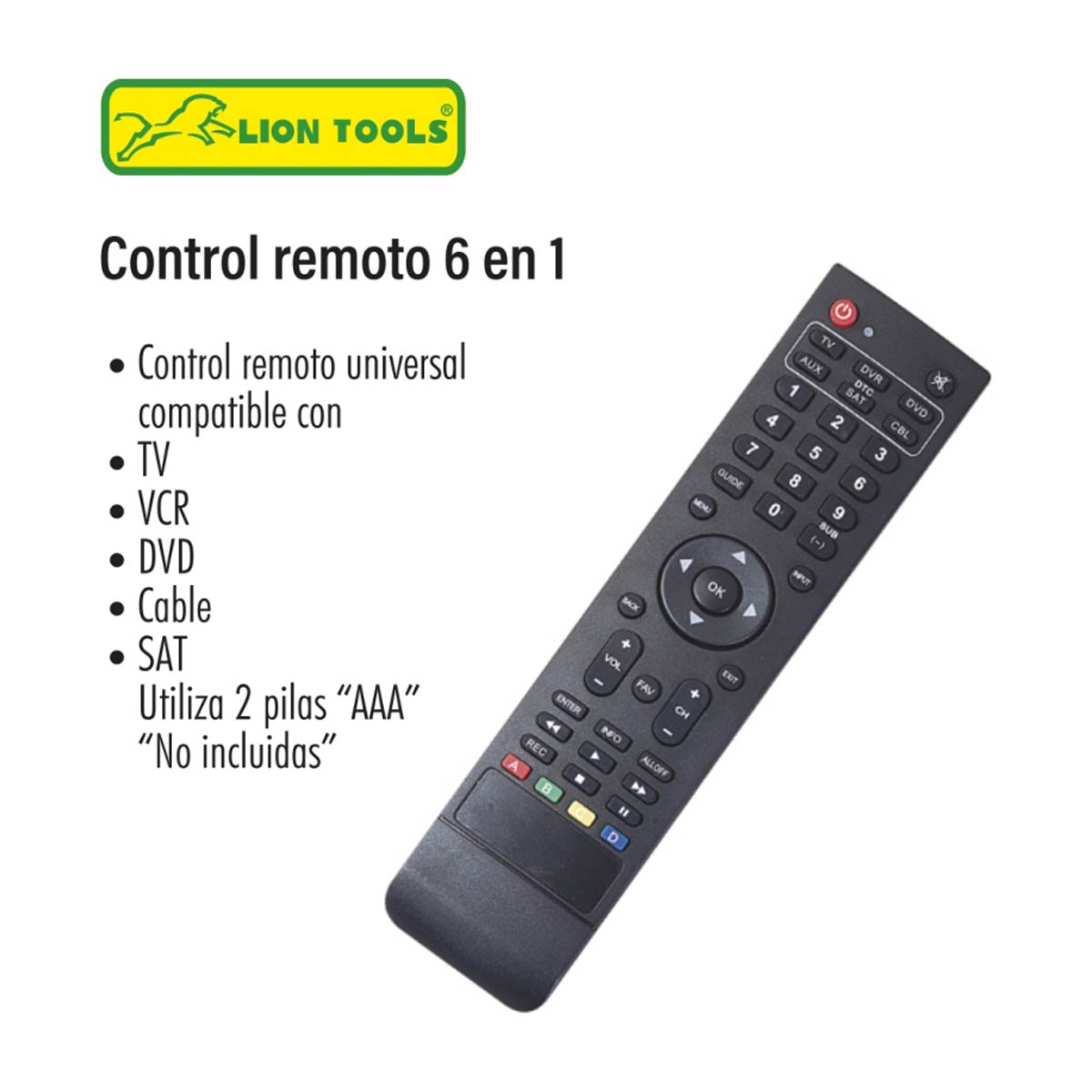 Control Remoto Universal 6 en 1 TV DVD Cable Audio Y Video