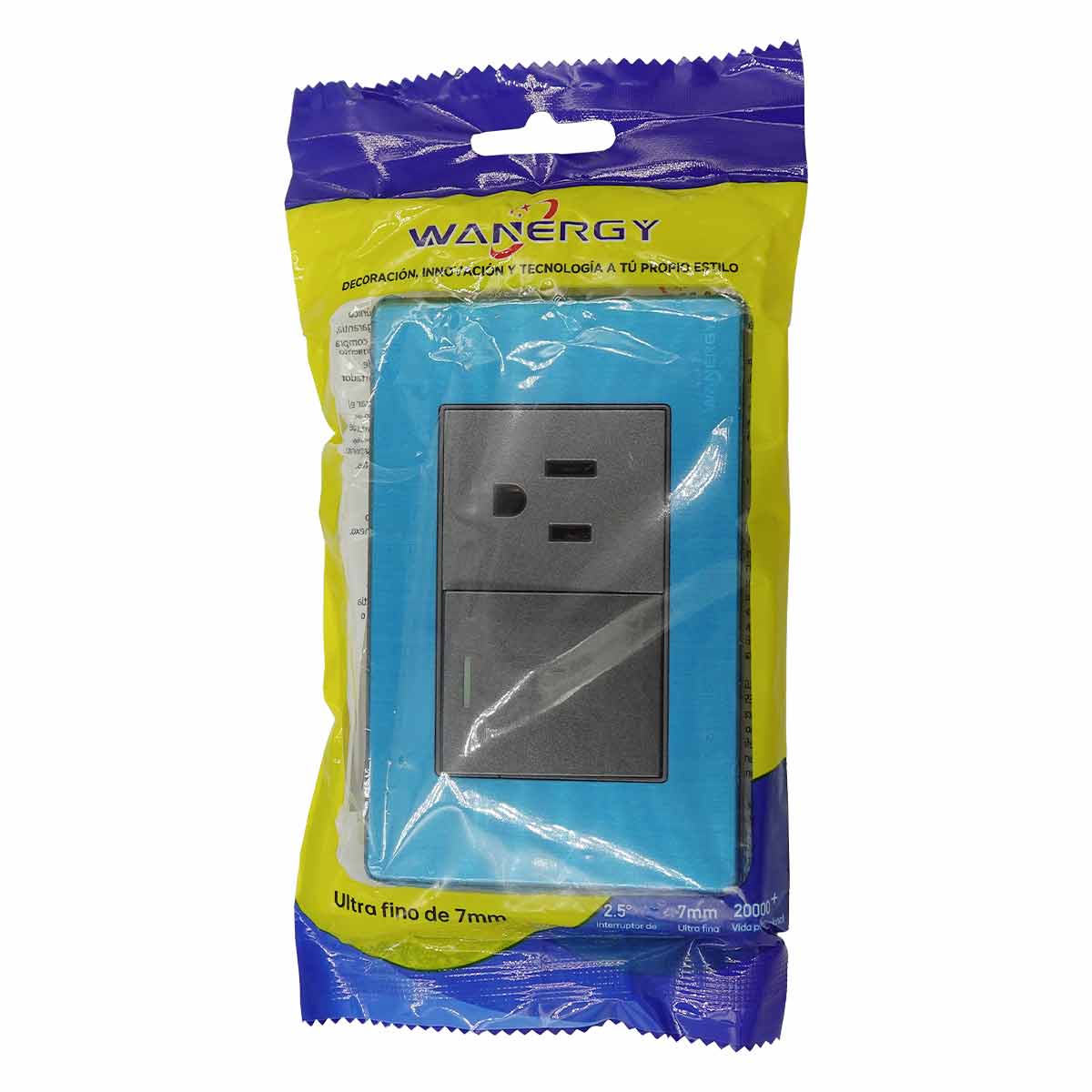 Placa Armada Con 1 Apagador Sencillo Y 1 Contacto De 1.5 Modulos Acero Inox