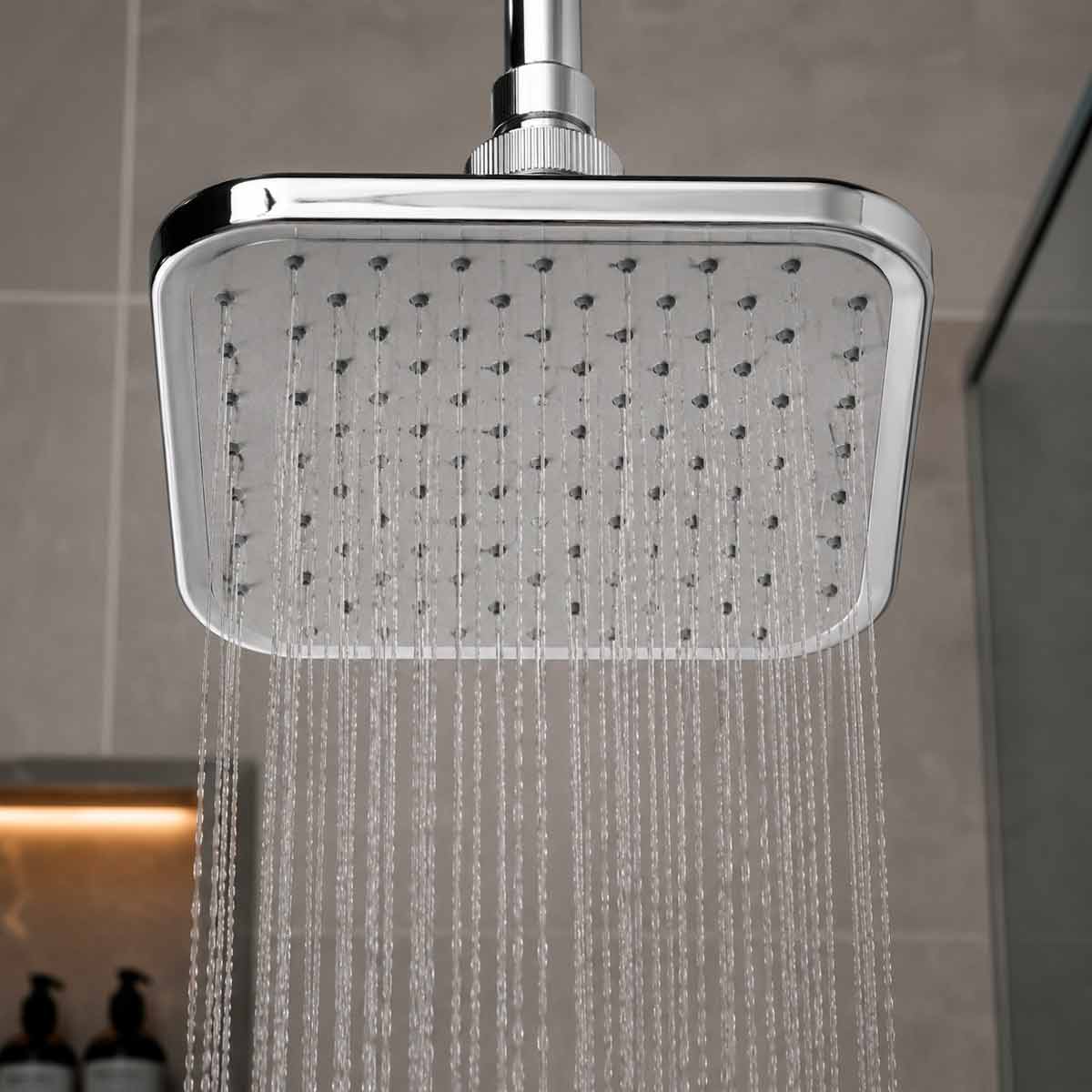 Regadera Cuadrada Plastica Cromada 8'' Meer