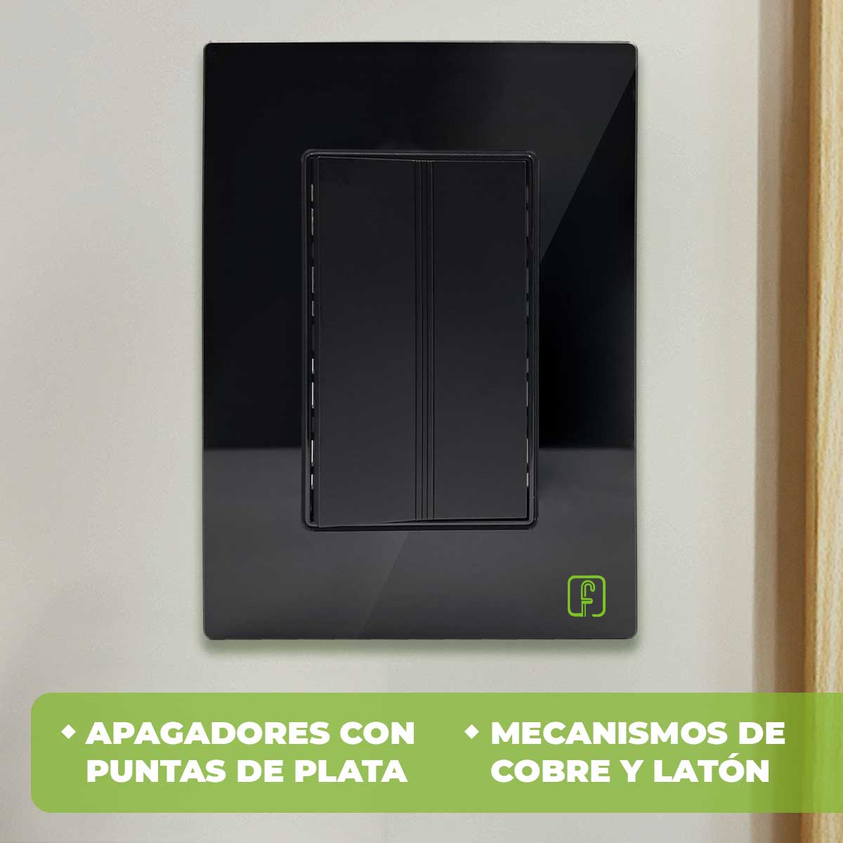 Placa Armada Cristal Con 1 Apagador Sencillo de 3 Modulos Negro Igoto IGOTO Ferreabasto