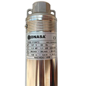 Bomba Sumergible Monofásica YY8072 1 1/2HP 127V Control Bonasa BONASA Ferreabasto