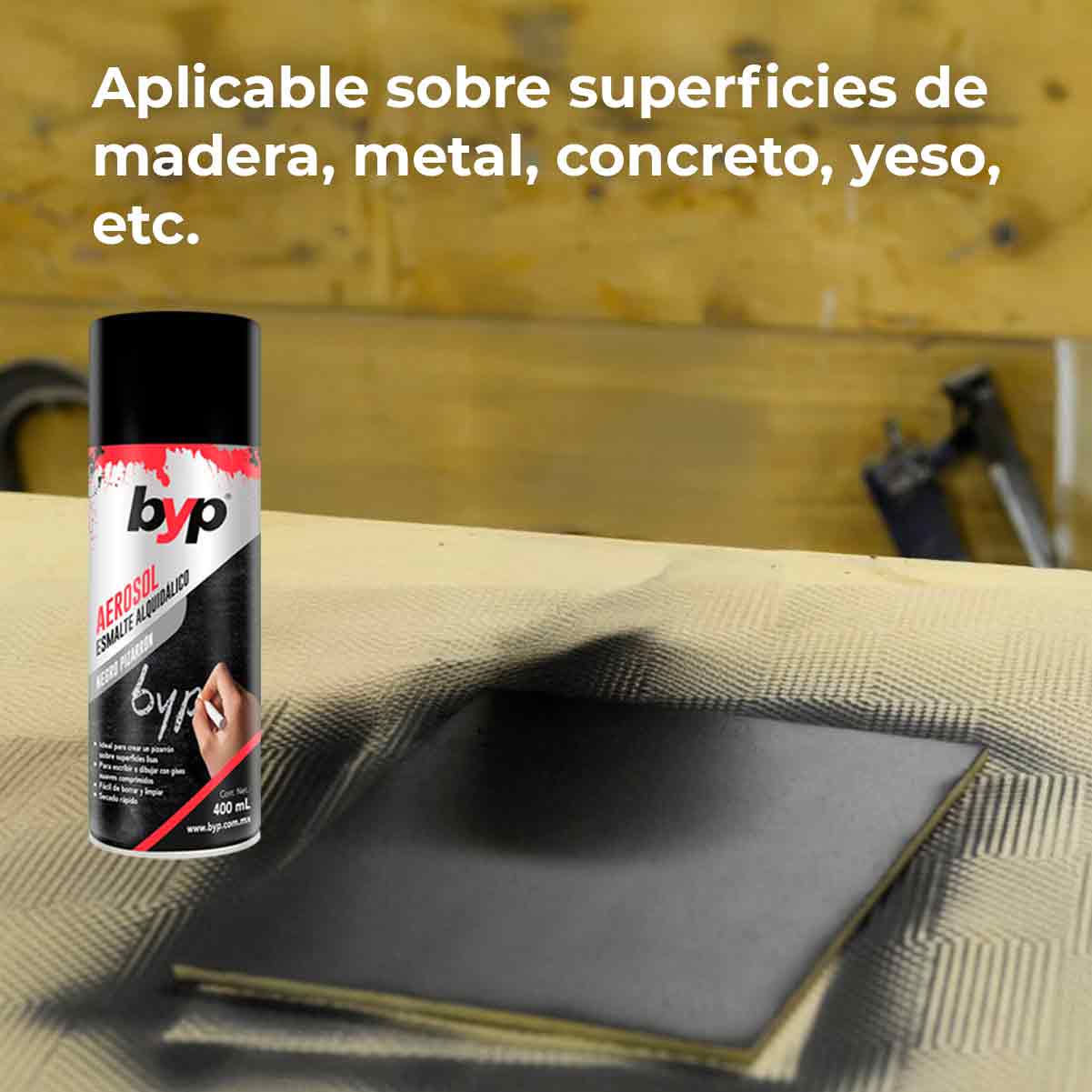 Pintura Aerosol Negro Mate Para Pizarron 400ML BYP BROCHAS Y PRODUCTOS S de RL de CV Ferreabasto