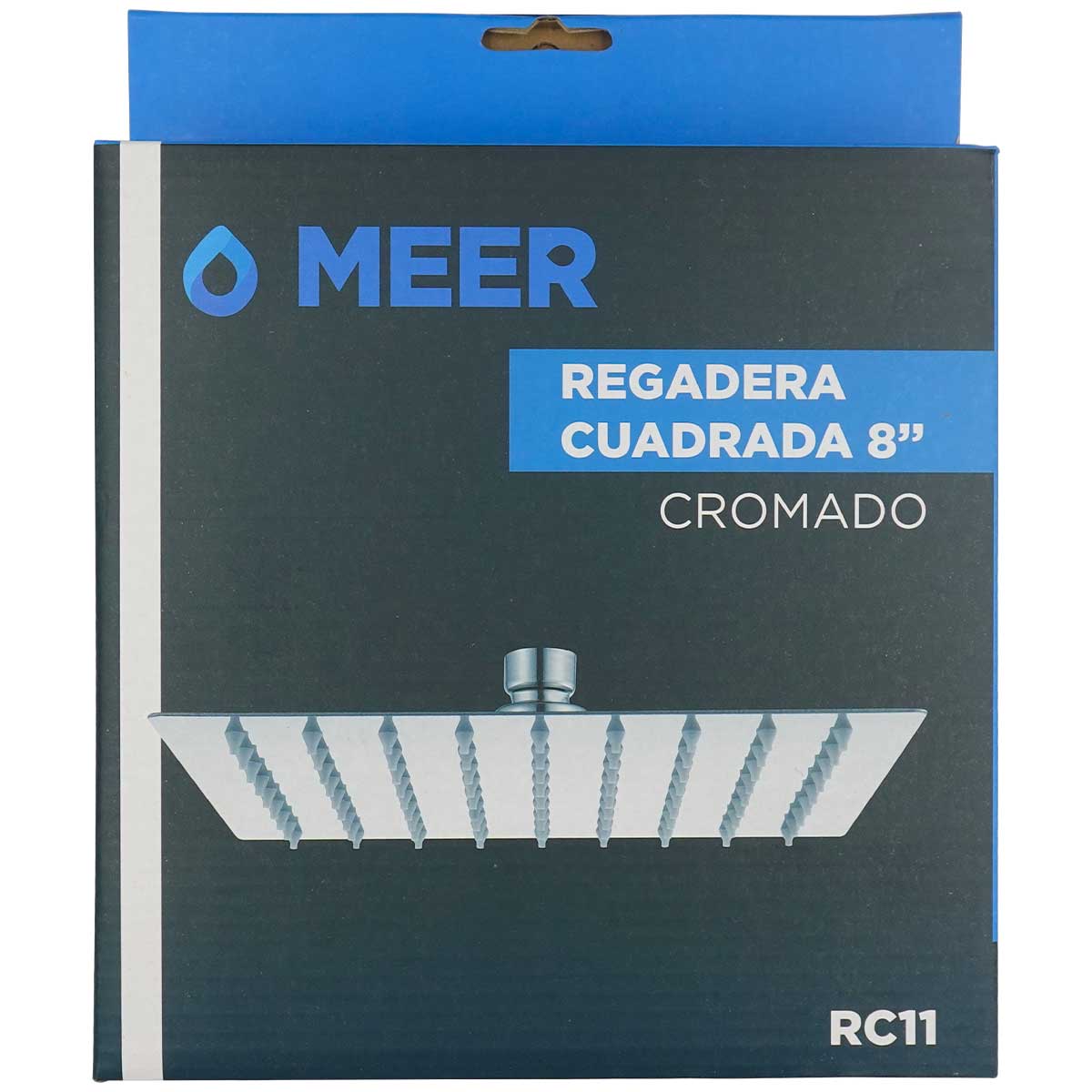 Regadera Cuadrada 8" Acero Inoxidable Deluxe Meer