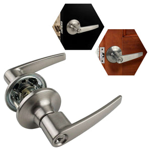 Cerradura Chapa Manija De Entrada C/ Llave Botón Niquel Satinado