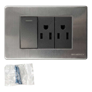 Placa Armada De 1 Apagador Con Doble Contacto Acero Inox
