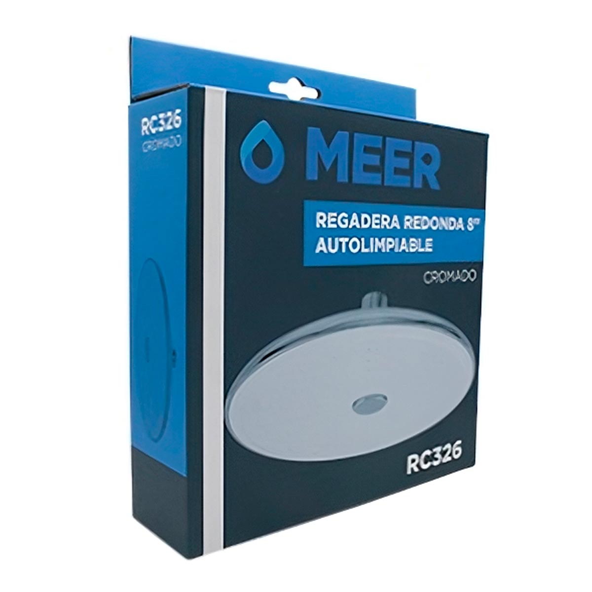 Regadera Redonda Cromada Autolimpiable 8 Pulgadas RC326 MEER CNX Ferreabasto