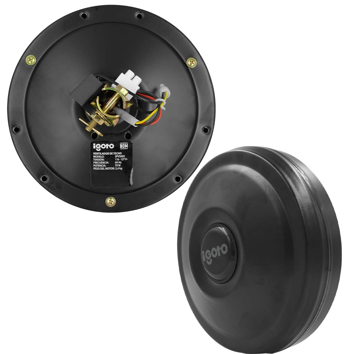 Ventilador De Techo 56 Pulg 70W Industrial Metalico Negro Igoto