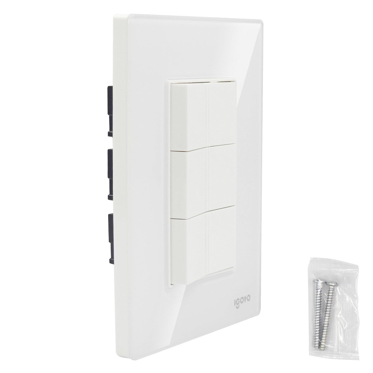 Placa Armada Cristal Con 3 Apagadores Sencillos de 1 Modulo Blanco Igoto IGOTO Ferreabasto