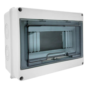 Caja Sobreponer Riel Policarbonato 6-8 Ventanas 240V 100A 60Hz