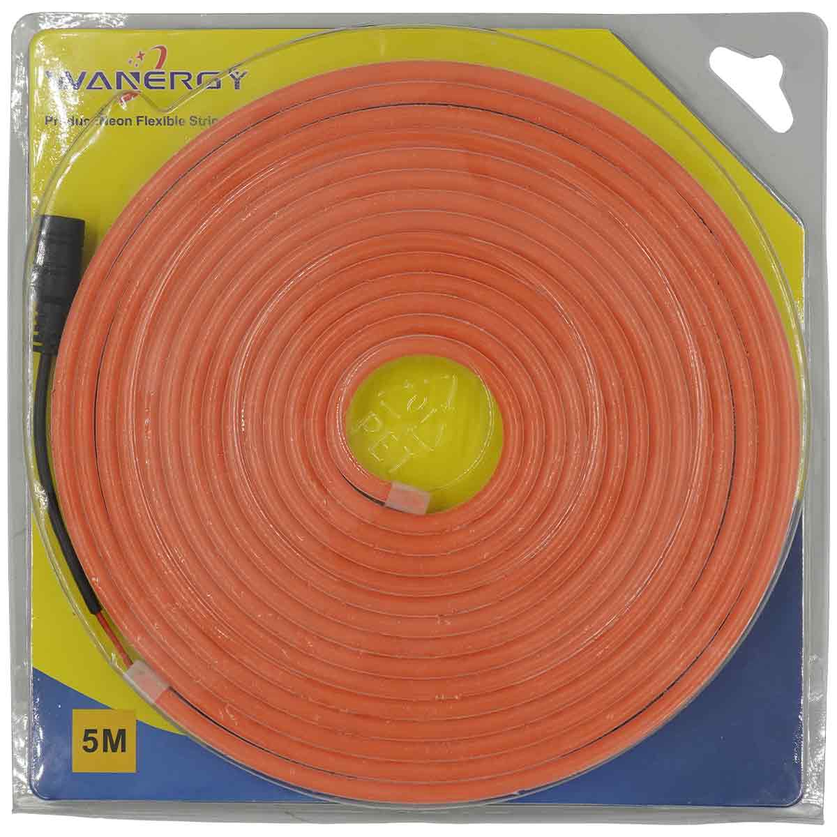 Tira Led Neon Flexible 5M Sumergible Sin Fuente Naranja