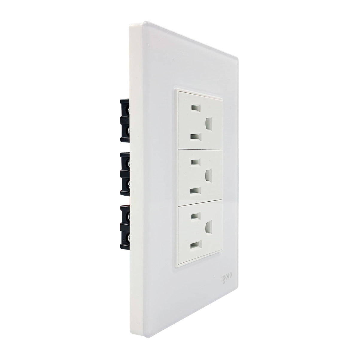 Placa Armada Cristal Con 3 Contactos Sencillos de 1 Modulo Blanco Igoto