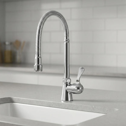 Llave Para Lavabo Fregadero Cuello Flexible Acabado Cromado