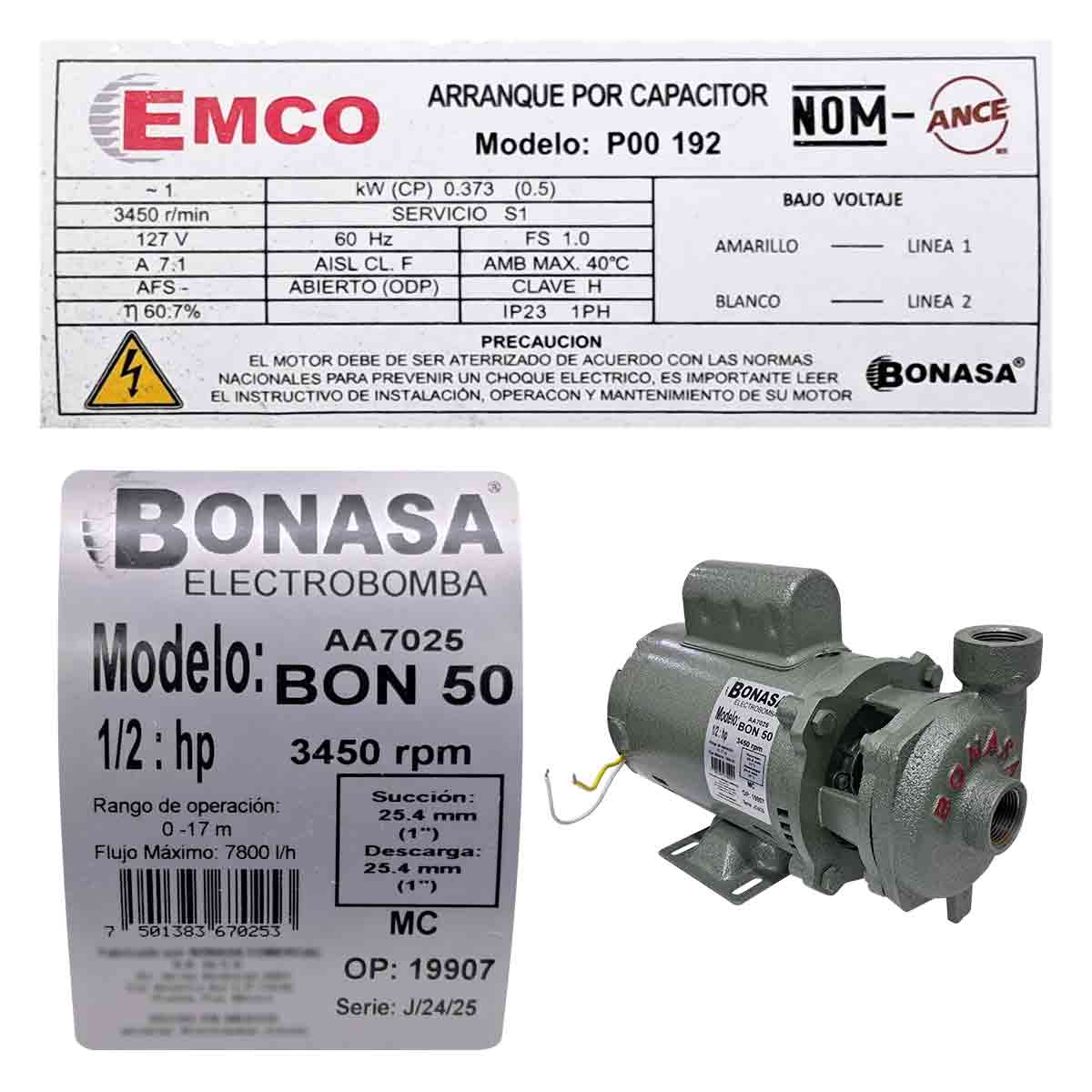 Bomba Para Agua Centrifuga 1/2 HP 1 X 1 Pulg Monofasica