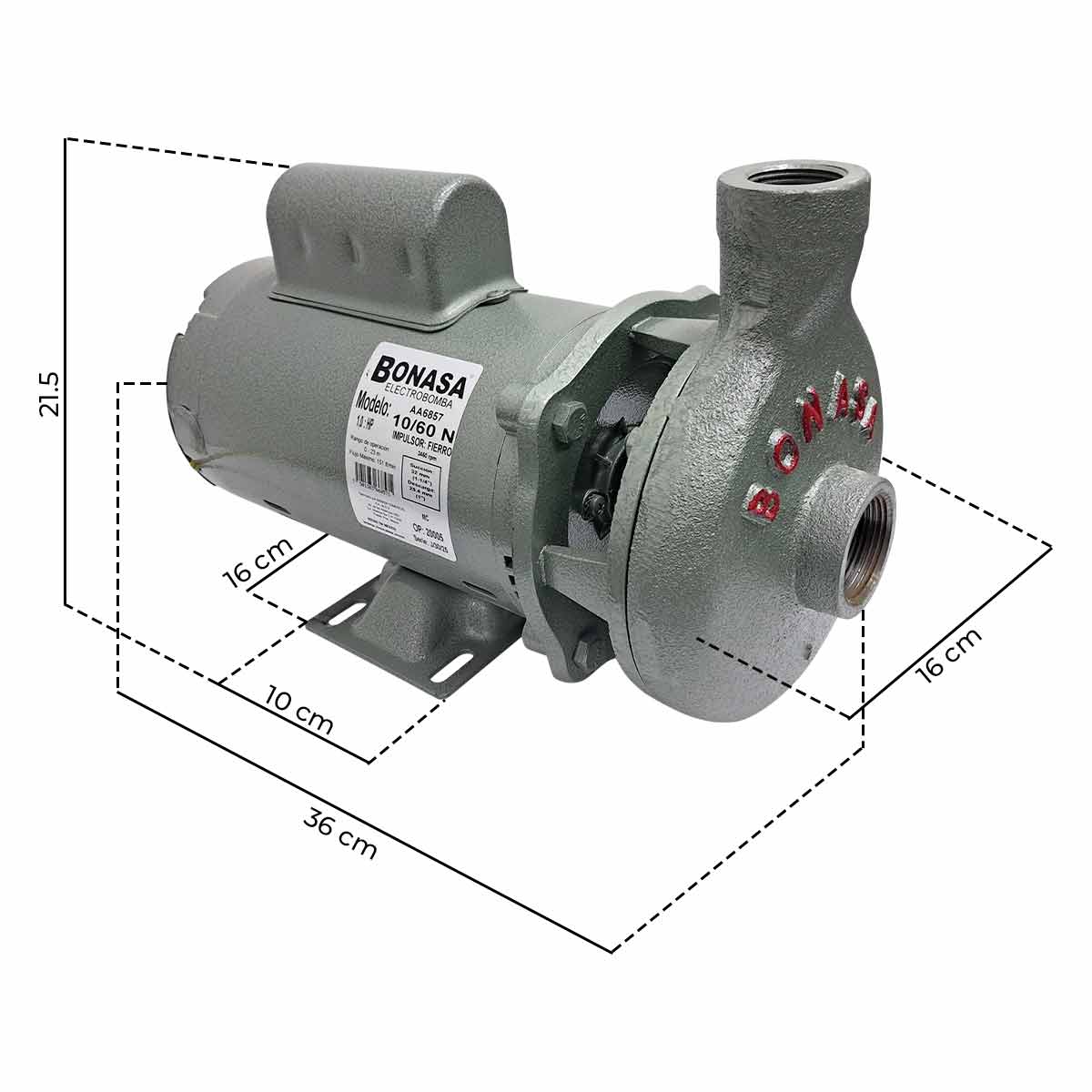 Electrobomba Para Agua 1 HP 1 1/4 X 1 Pulg Monofasica 10/60N