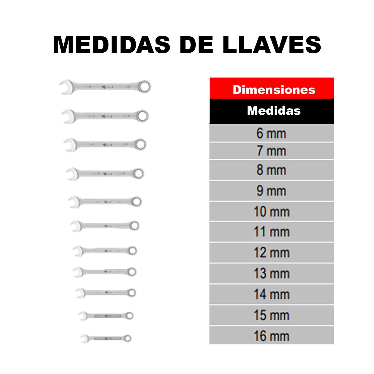Juego De Llaves Combinadas Milimetricas 11 Pzs 6-16mm Acero