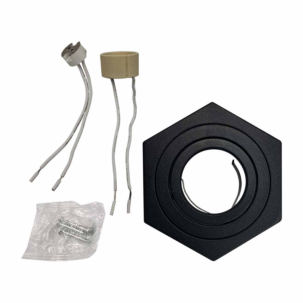 Lampara Sobreponer Negro Hexa M Con Iman Base Gu10 Y Mr16