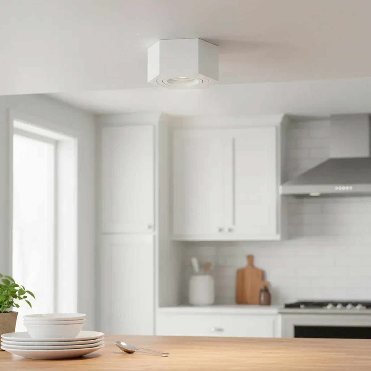 Lampara Sobreponer Blanco Hexa M Con Iman Base Gu10 Y Mr16