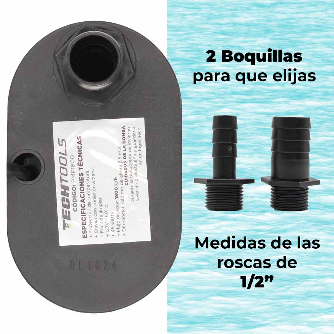 Bomba De Agua Sumergible 45W 1800l/h Fuente Acuario Pecera