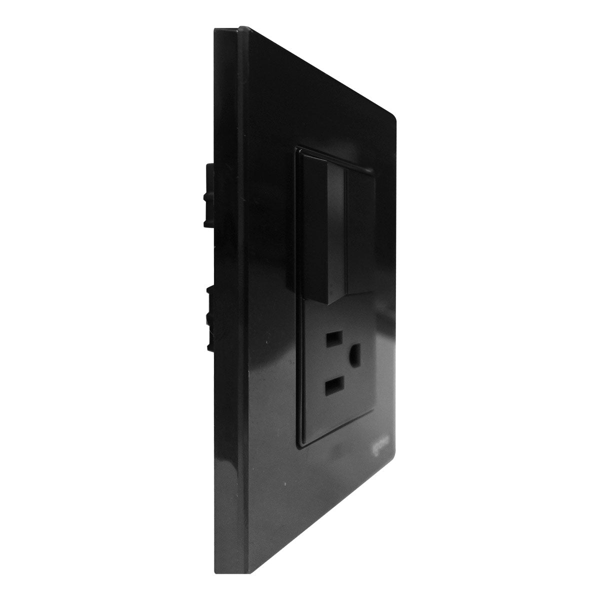 Placa Armada Cristal Con 1 Apagador Escalera Y 1 Contacto De 1.5 Modulos Negro Igoto