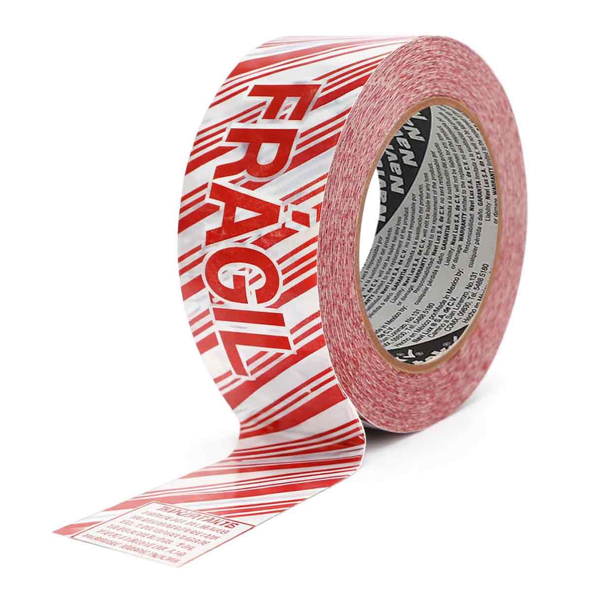 Cinta Empaque Leyenda Frágil Diagonal Letras Rojas 48mm x 150m NAVITEK Ferreabasto