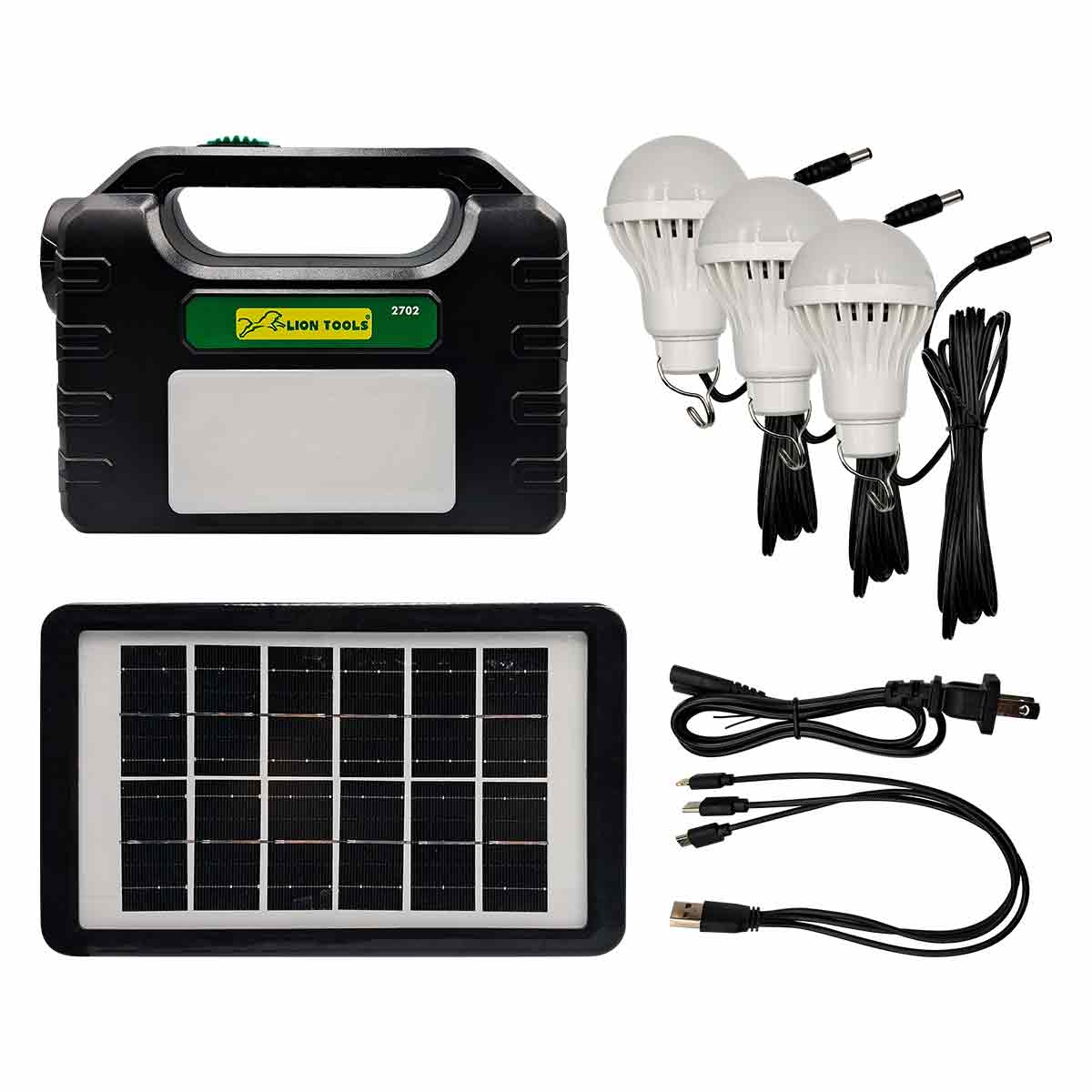 Kit Sistema De Iluminación Con Panel Solar 3W De 3 Focos