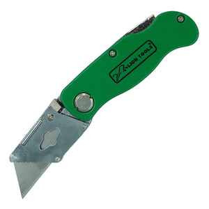 Cutter Navaja Plegable Mango De Aluminio Con Clip Verde