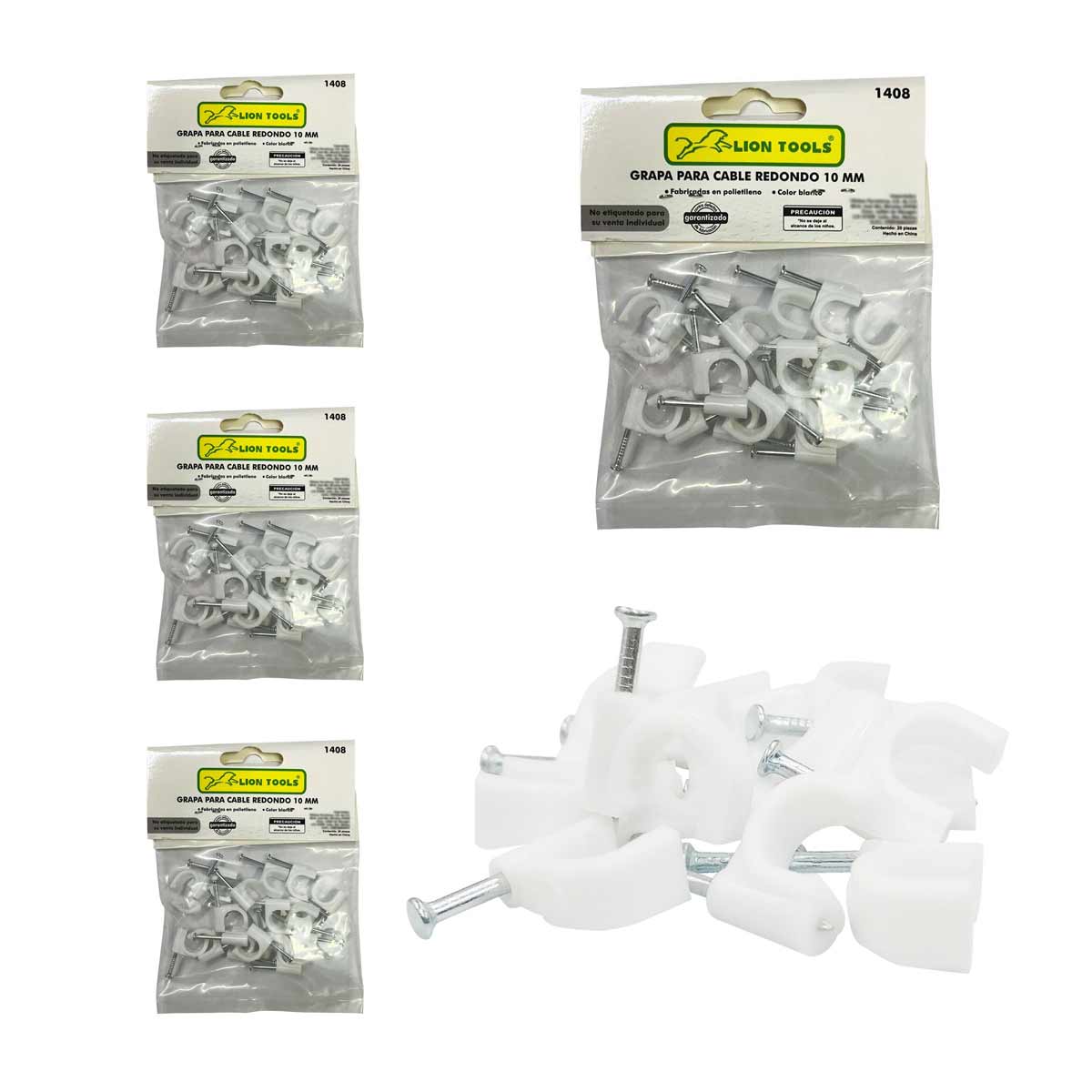 Grapa Para Cable Redondo 10mm Color Blanco 100 Pzs