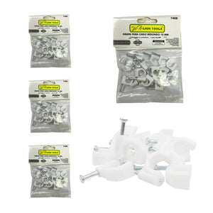 Grapa Para Cable Redondo 10mm Color Blanco 100 Pzs