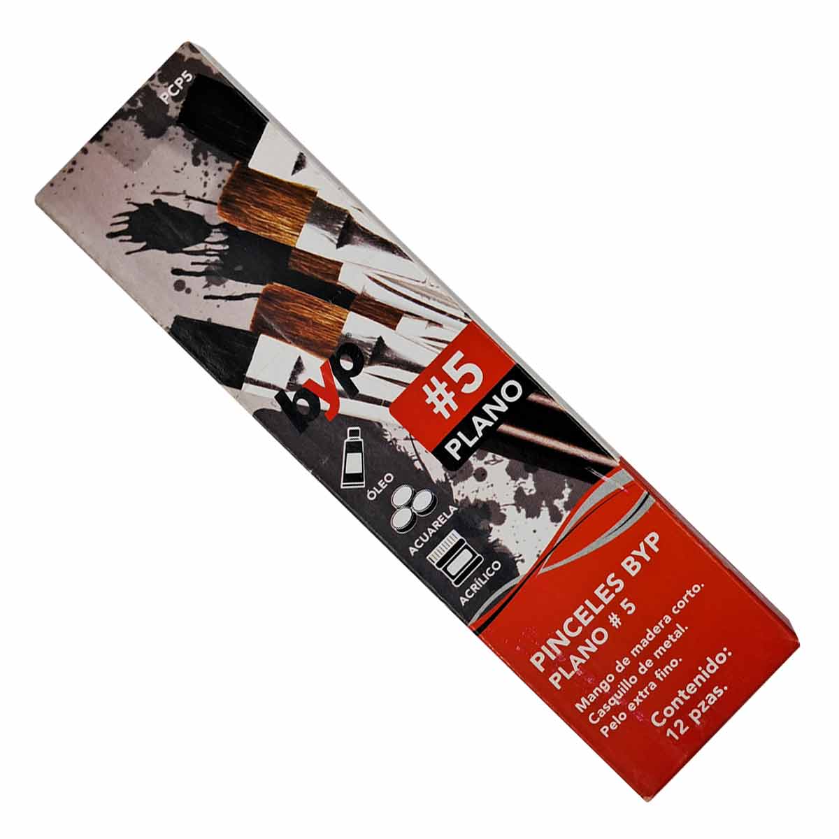 12 Pzs Pincel Camelus Plano #5 Para Pintura Acrilica Acuarela Oleo BYP