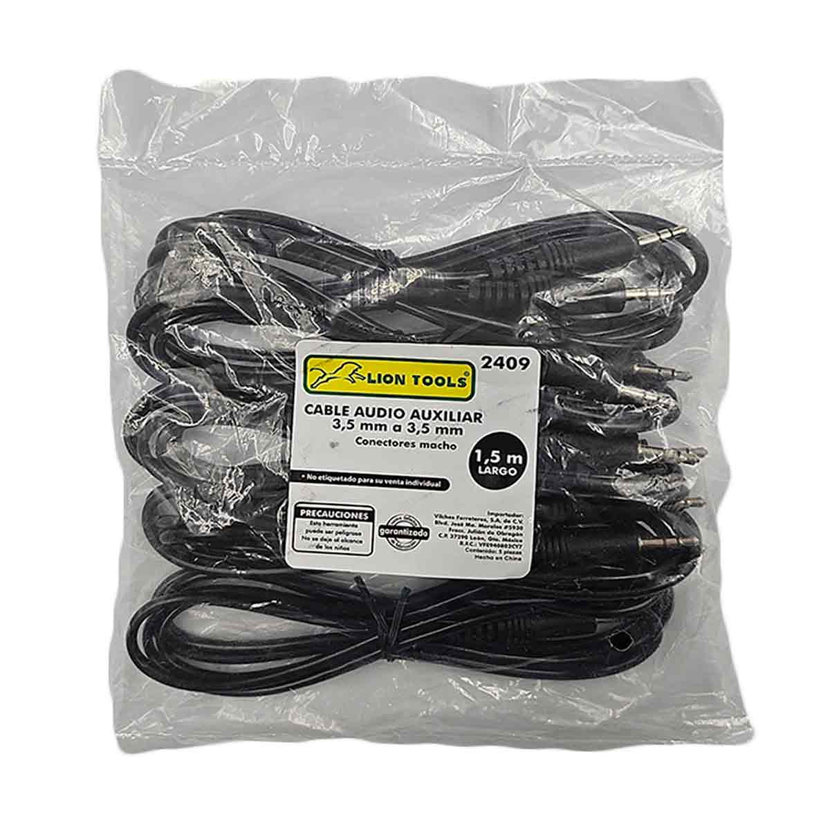 Cable De Audio Para Entrada Auxiliar 3.5mm 1.5 Metros 5Pzs