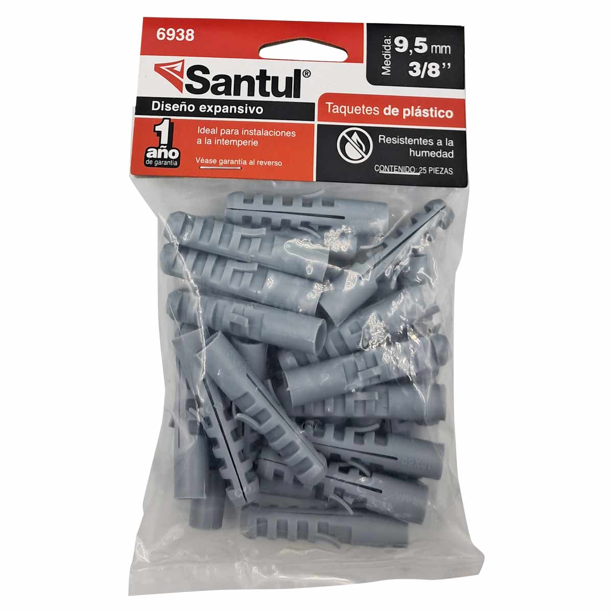 Bolsa Con 50 Pzs Taquete De Plastico Expansivo 3/8 Pulg