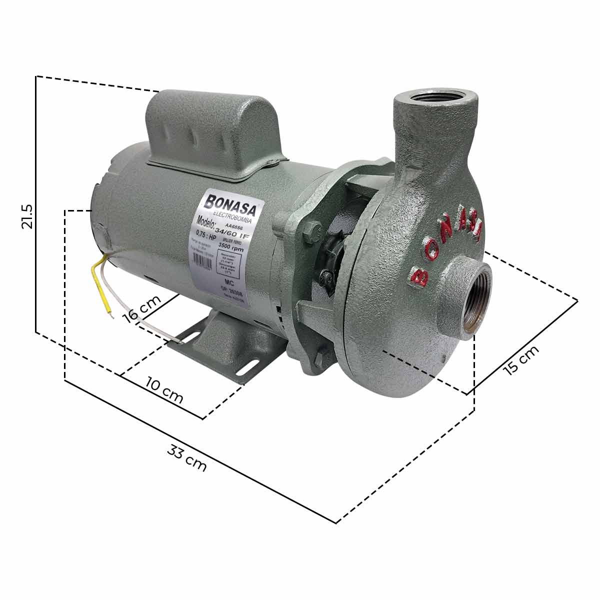 Bomba Agua Centrifuga Impulsor De Fierro 2Hp 34/60 IF Bonasa