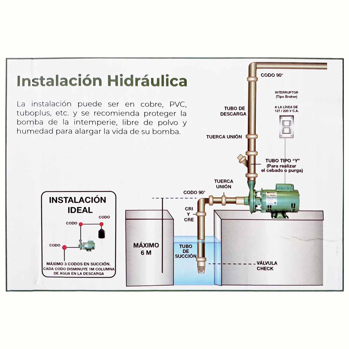 Bomba Para Agua Centrifuga 1 HP 1 1/4 X 1 Pulg Monofásica