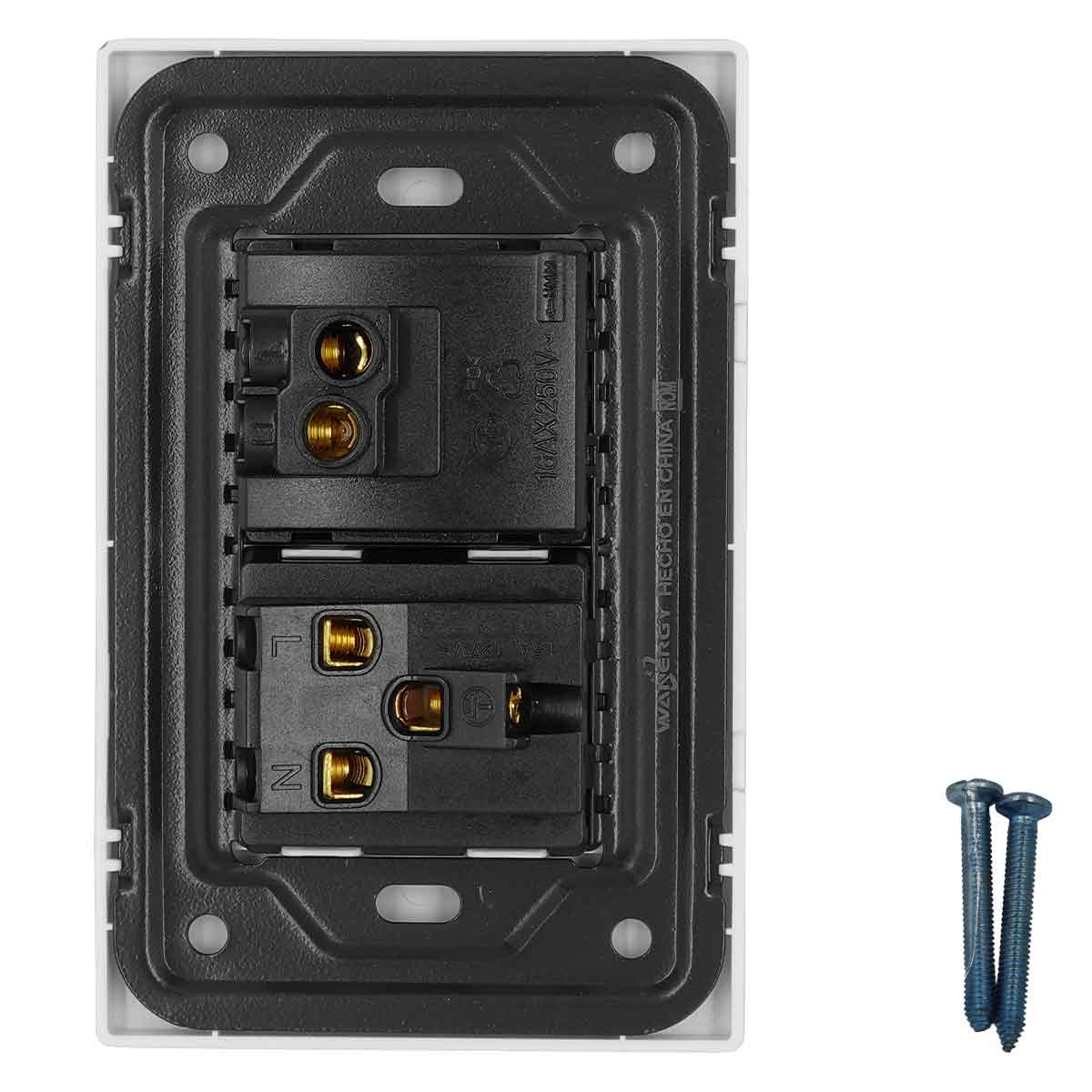 Placa Armada Con 1 Apagador Sencillo y 1 Contacto De 1.5 Modulos Blanco WANERGY Ferreabasto